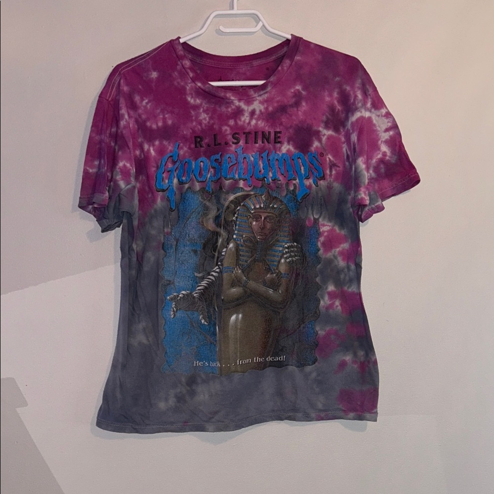 R.L. Stine Goosebumps Tie-Dye T-Shirt - Purple and Gray